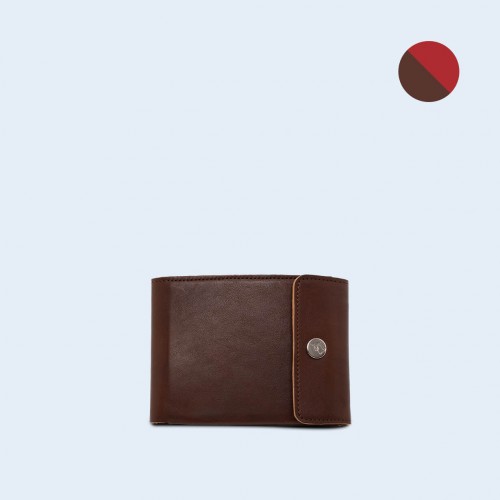 Men's leather wallet - SLOW Coin Wallet brown/red