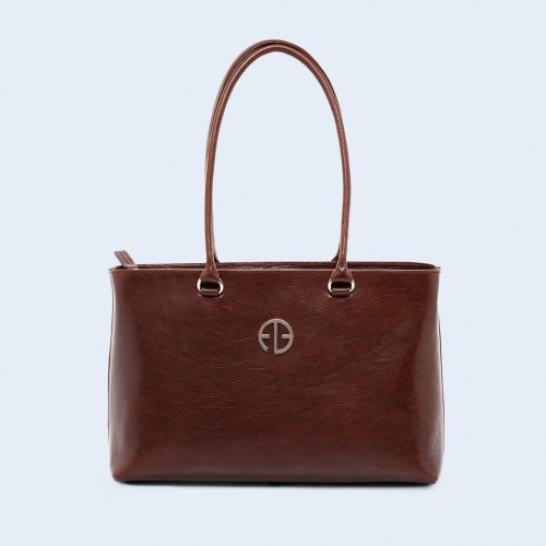 Leather women's handbag - ADAM BARON Home 03 chestnut brown