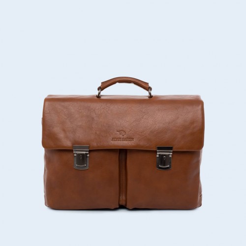 Leather business briefcase- Nonconformist Double cognac