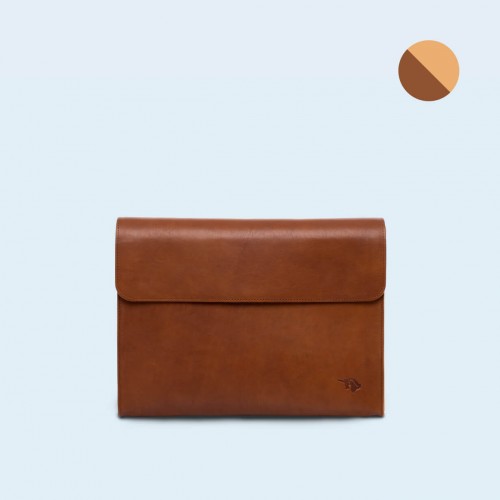 Leather Document Bag- SLOW Act cognac/camel