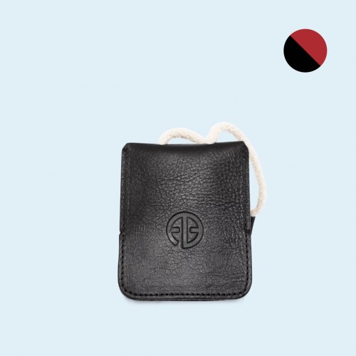 Leather key case- SLOW Key black/red