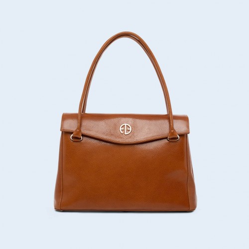 Leather women's handbag - ADAM BARON Home 01 midi camel