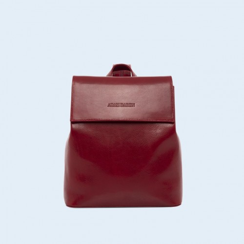 Leather backpack - Aware backpack cherry red