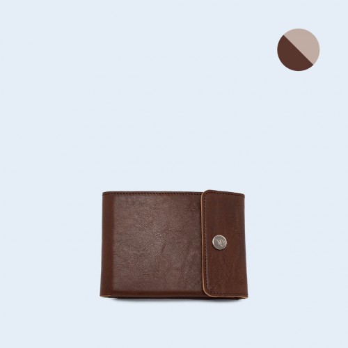 Men's leather wallet - SLOW Coin Wallet brown/grey
