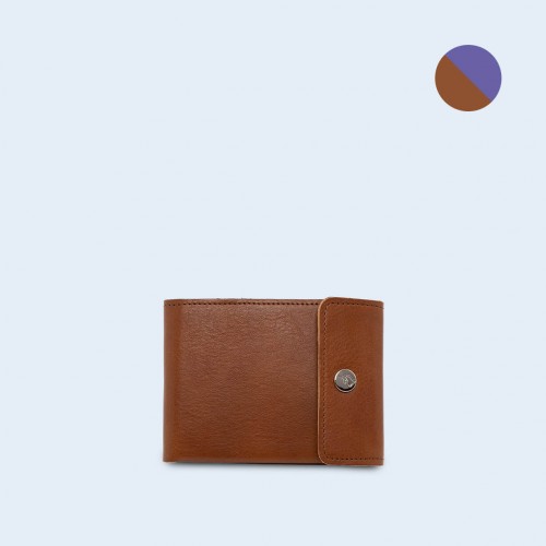 Men's leather wallet - SLOW Coin Wallet cognac/sapphire