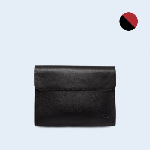 Leather Document Bag- SLOW Act black/red