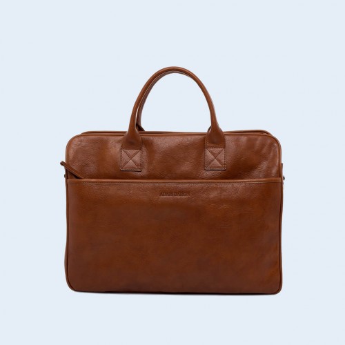 Leather business briefcase- Nonconformist Tre cognac