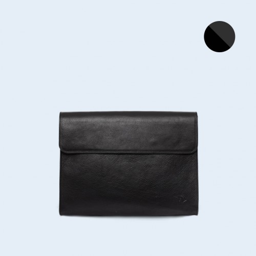Leather Document Bag - SLOW Act black/graphite