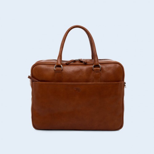 Leather business briefcase- Nonconformist Due cognac