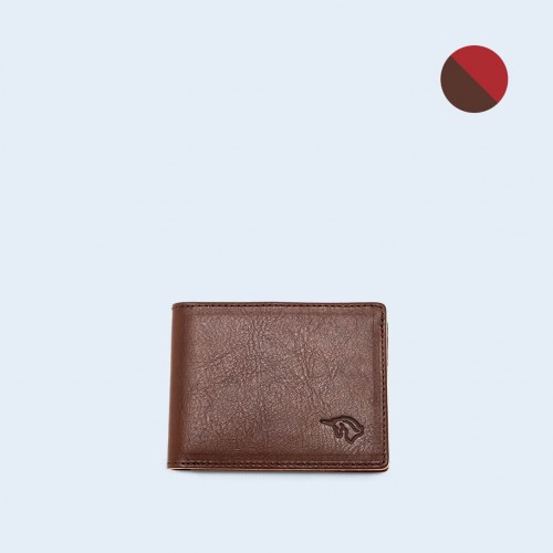 Men's leather wallet - SLOW Slim Wallet brown/red