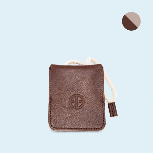 Leather key case - SLOW Key brown/grey