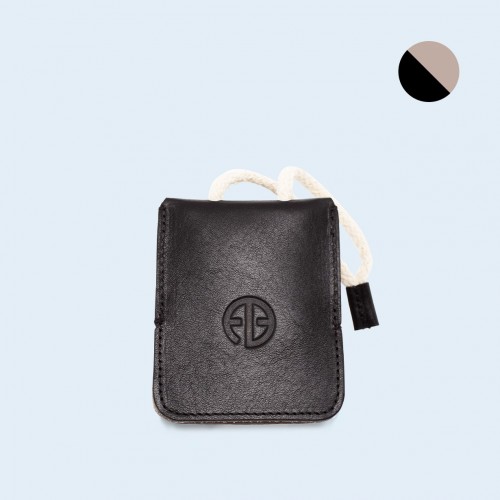 Leather key case - SLOW Key black/grey
