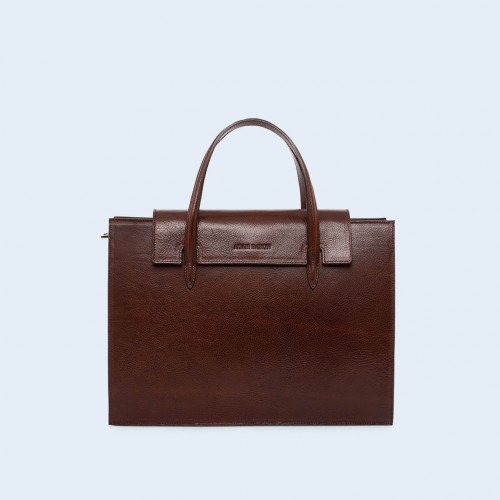 Leather women's handbag - ADAM BARON Home 05 chestnut brown
