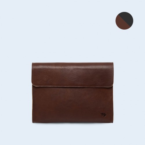 Leather Document Bag - SLOW Act brown/graphite