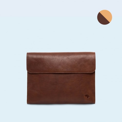 Leather Document Bag- SLOW Act brown/camel