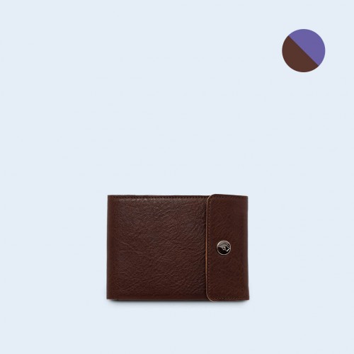 Men's leather wallet - SLOW Coin Wallet brown/sapphire