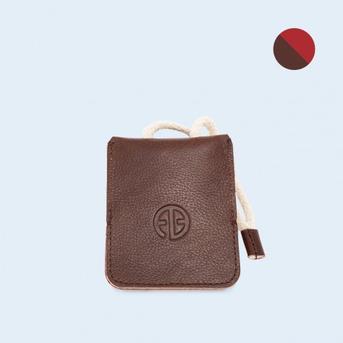 Leather key case - SLOW Key brown/red