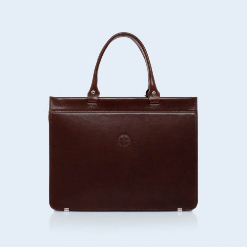 Women's leather briefcase  - Verity Business 02 chestnut brown