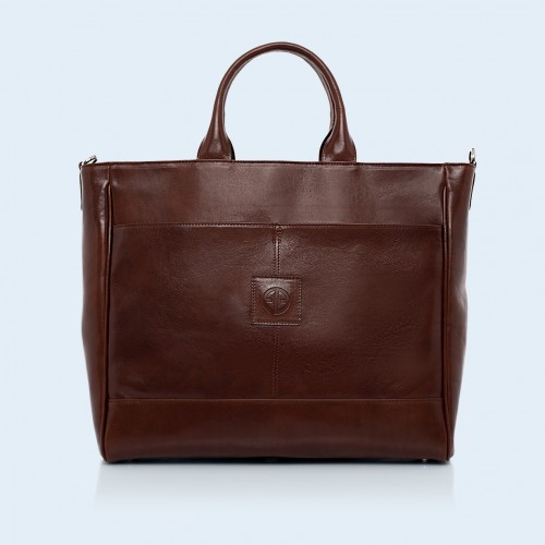 Roomy leather bag - Verity DayFull chestnut brown