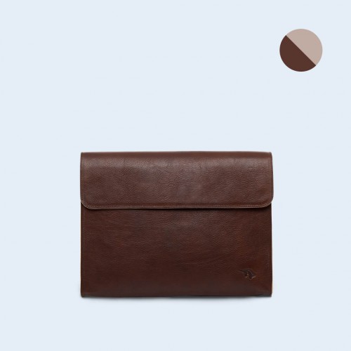 Leather Document Bag- SLOW Act brown/grey