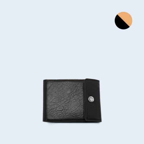 Men's leather wallet - SLOW Coin Wallet black/camel