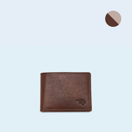 Men's leather wallet - SLOW Slim Wallet brown/grey