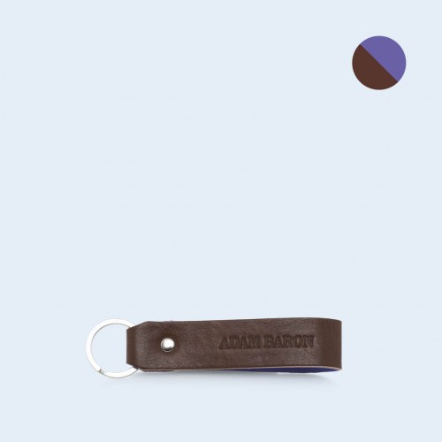 Leather key chain - SLOW Pend brown/sapphire