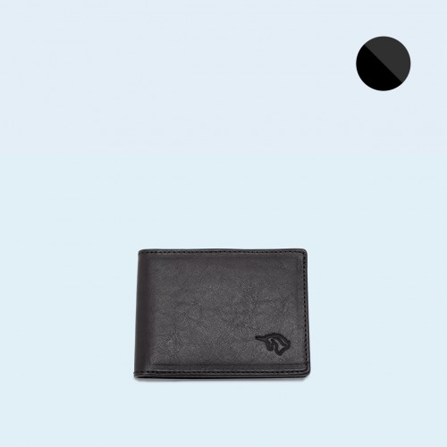 Men's leather wallet - SLOW Slim Wallet black/graphite