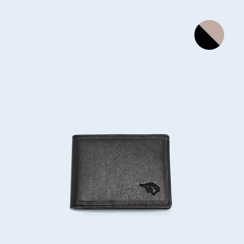 Men's leather wallet - SLOW Slim Wallet black/grey