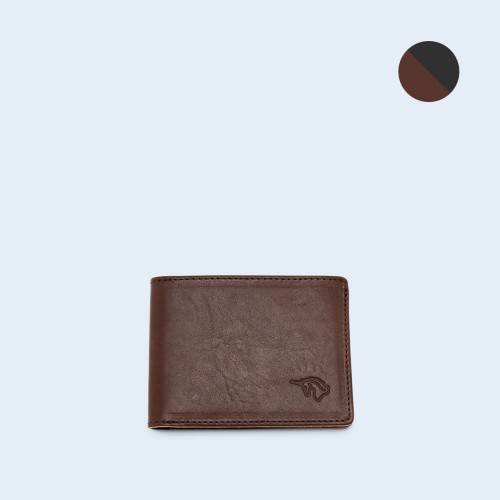 Men's leather wallet - SLOW Slim Wallet brown/graphite