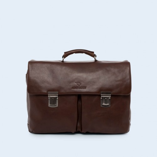 Leather business briefcase- Nonconformist Double brown