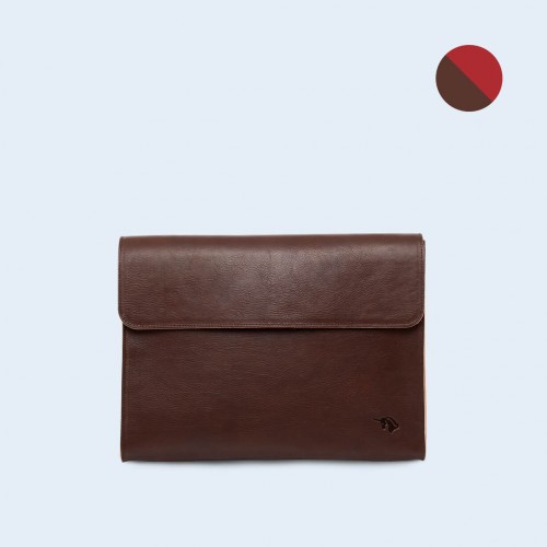 Leather Document Bag- SLOW Act brown/red