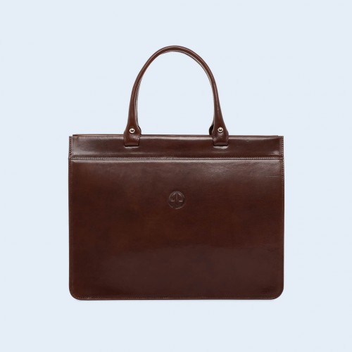 Women's leather briefcase  - Verity Business 01 chestnut brown