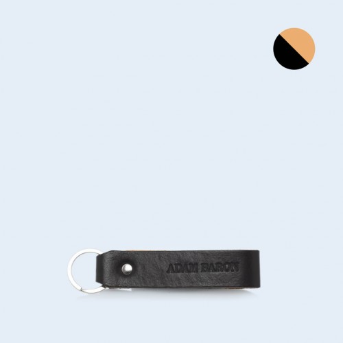 Leather key chain - SLOW Pend black/camel