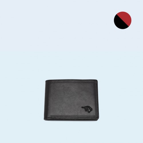 Men's leather wallet - SLOW Slim Wallet black/red