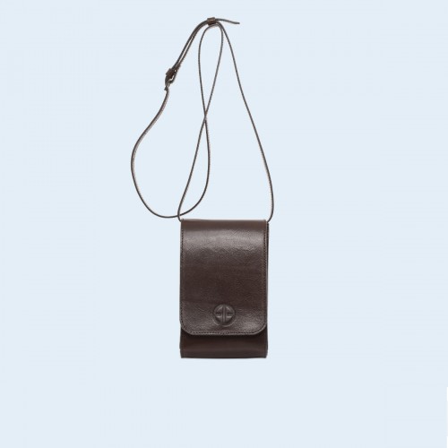 Skórzana torebka na ramię - Conscious mobile chestnut brown 