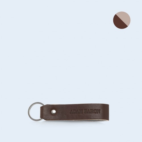 Leather key chain - SLOW Pend brown/grey