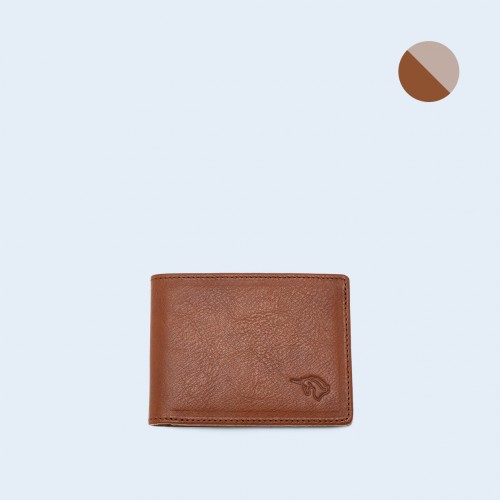 Men's leather wallet - SLOW Slim Wallet cognac/grey