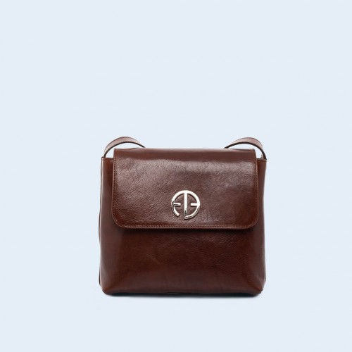 Leather women's handbag - ADAM BARON Home 02 chestnut brown